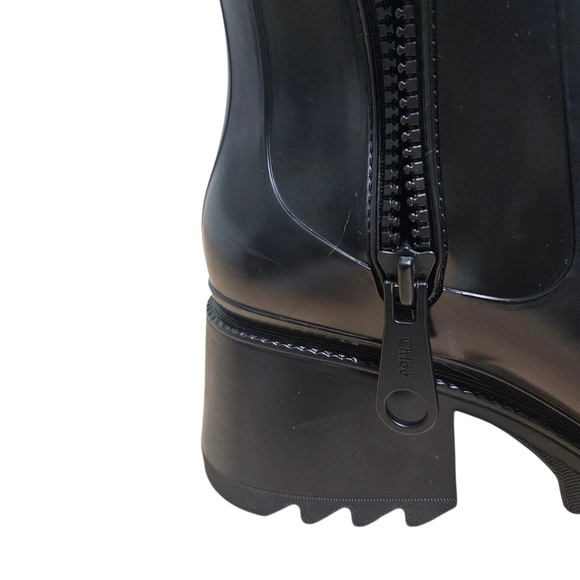 Chloé Betty Black Rubber Rain Boots – Size 41 - Picture 10 of 13